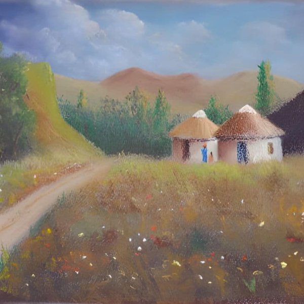 How to Draw African Huts in Pastel