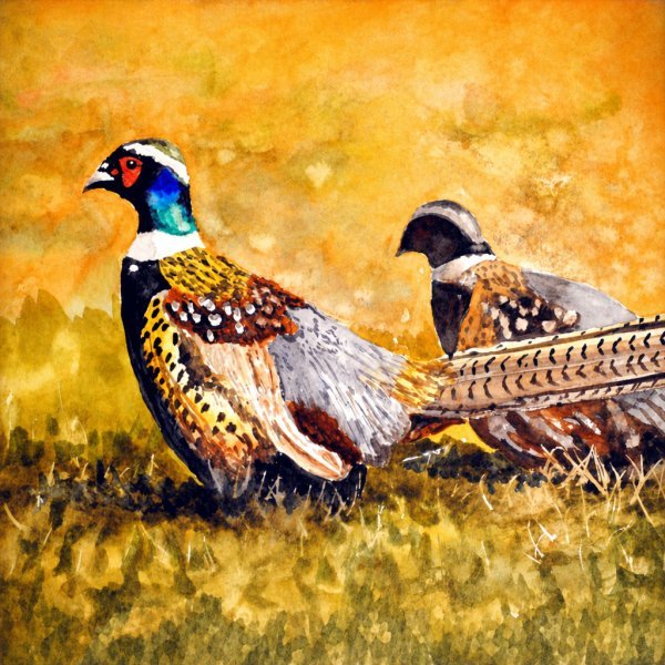 Paint Pheasant Birds in Watercolor