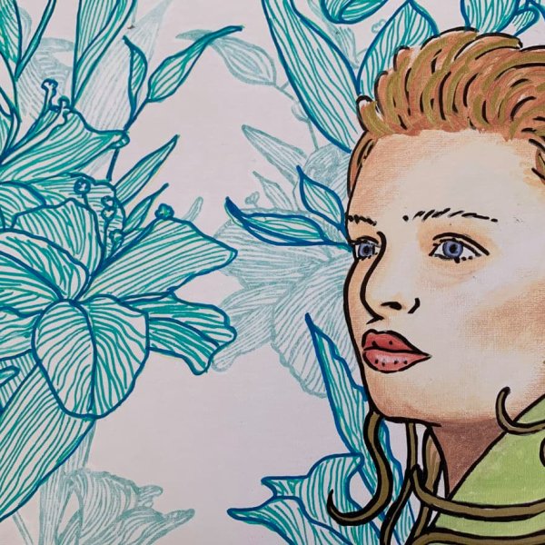 Art Nouveau Portrait in Acrylic