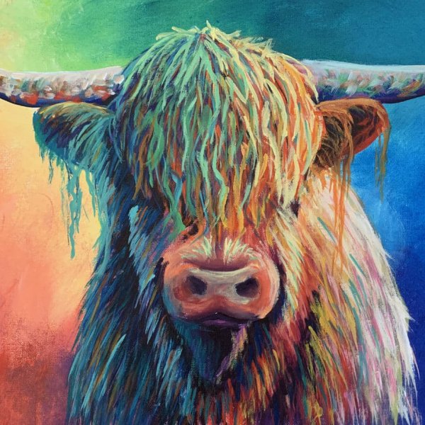 How to Paint a Rainbow Highland Cow