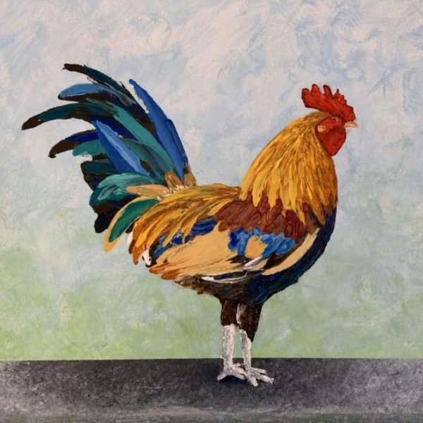 Impasto Rooster in Oil