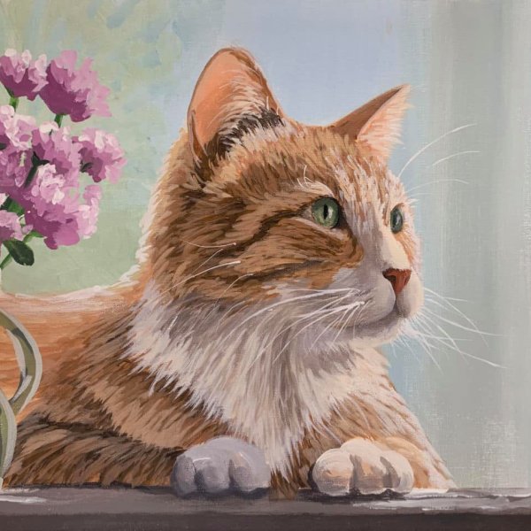 Impressionist Cat in Acrylic